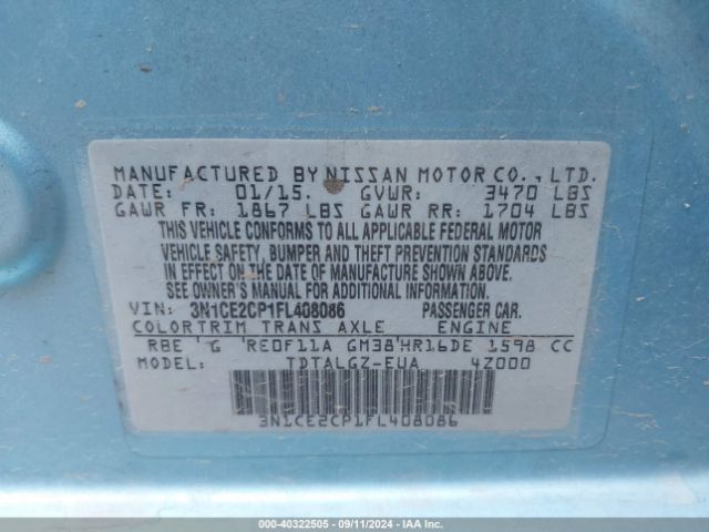 Photo 8 VIN: 3N1CE2CP1FL408086 - NISSAN VERSA NOTE 