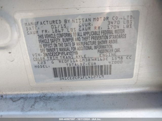 Photo 8 VIN: 3N1CE2CP1FL412719 - NISSAN VERSA NOTE 