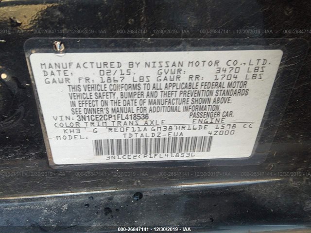 Photo 8 VIN: 3N1CE2CP1FL418536 - NISSAN VERSA NOTE 