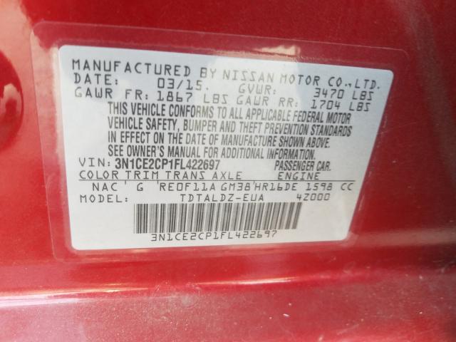 Photo 9 VIN: 3N1CE2CP1FL422697 - NISSAN VERSA NOTE 