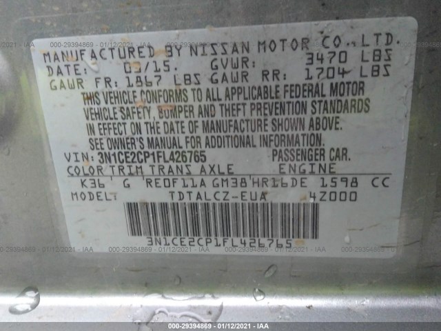 Photo 8 VIN: 3N1CE2CP1FL426765 - NISSAN VERSA NOTE 