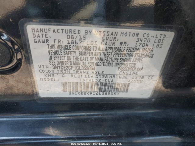 Photo 8 VIN: 3N1CE2CP1GL352054 - NISSAN VERSA NOTE 