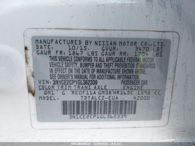 Photo 8 VIN: 3N1CE2CP1GL362339 - NISSAN VERSA NOTE 