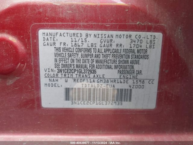 Photo 8 VIN: 3N1CE2CP1GL372935 - NISSAN VERSA NOTE 