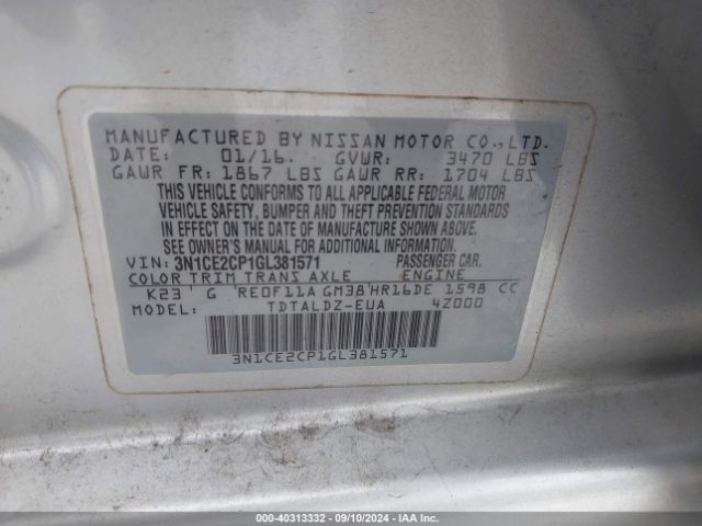 Photo 8 VIN: 3N1CE2CP1GL381571 - NISSAN VERSA NOTE 