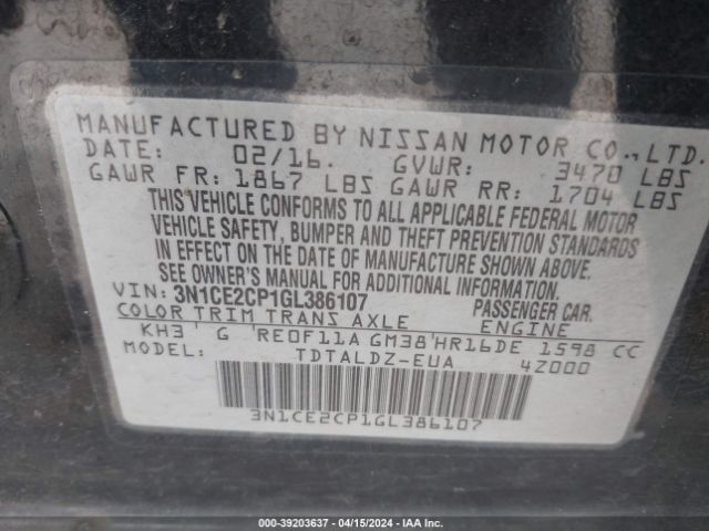 Photo 8 VIN: 3N1CE2CP1GL386107 - NISSAN VERSA NOTE 