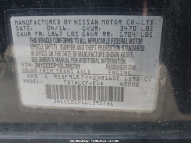 Photo 8 VIN: 3N1CE2CP1GL395731 - NISSAN VERSA NOTE 