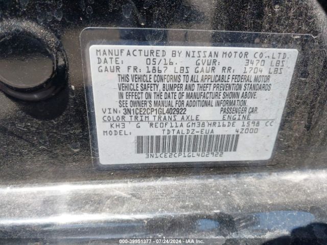 Photo 8 VIN: 3N1CE2CP1GL402922 - NISSAN VERSA NOTE 