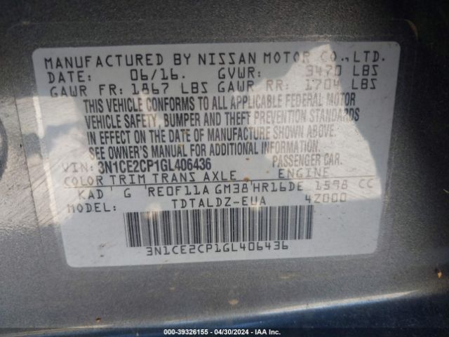 Photo 8 VIN: 3N1CE2CP1GL406436 - NISSAN VERSA NOTE 