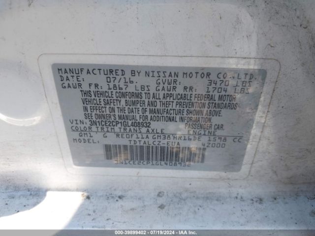 Photo 8 VIN: 3N1CE2CP1GL408932 - NISSAN VERSA NOTE 