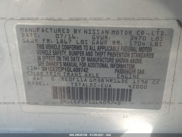 Photo 8 VIN: 3N1CE2CP1GL409742 - NISSAN VERSA NOTE 