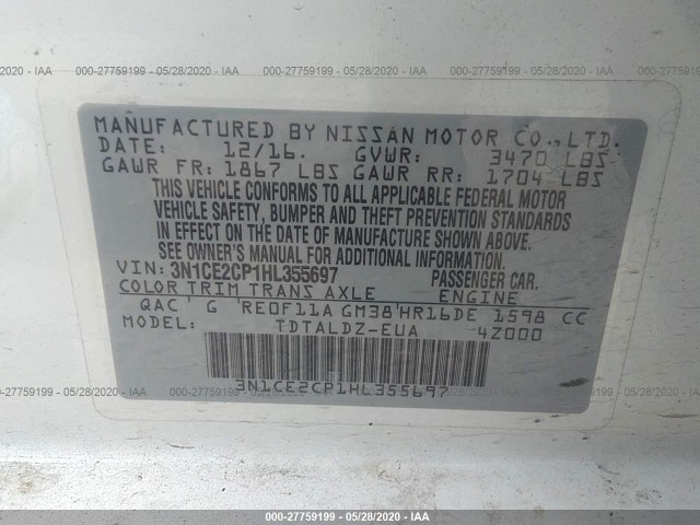 Photo 8 VIN: 3N1CE2CP1HL355697 - NISSAN VERSA NOTE 