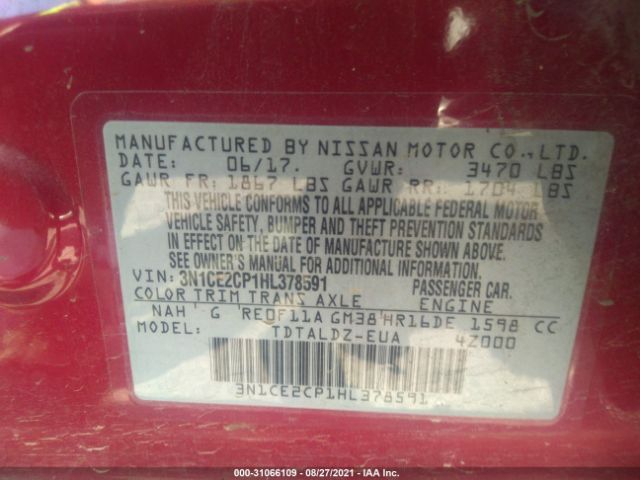 Photo 8 VIN: 3N1CE2CP1HL378591 - NISSAN VERSA NOTE 