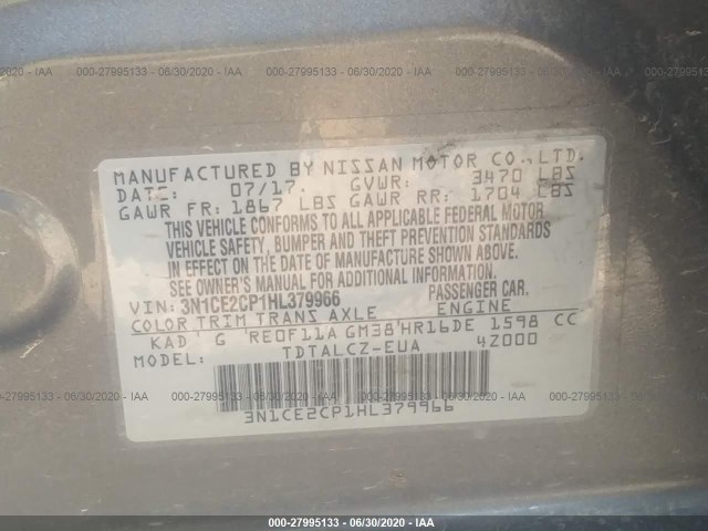 Photo 8 VIN: 3N1CE2CP1HL379966 - NISSAN VERSA NOTE 