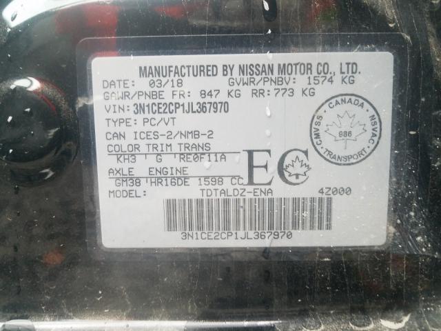 Photo 9 VIN: 3N1CE2CP1JL367970 - NISSAN VERSA NOTE 