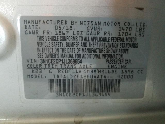 Photo 9 VIN: 3N1CE2CP1JL369654 - NISSAN VERSA NOTE 