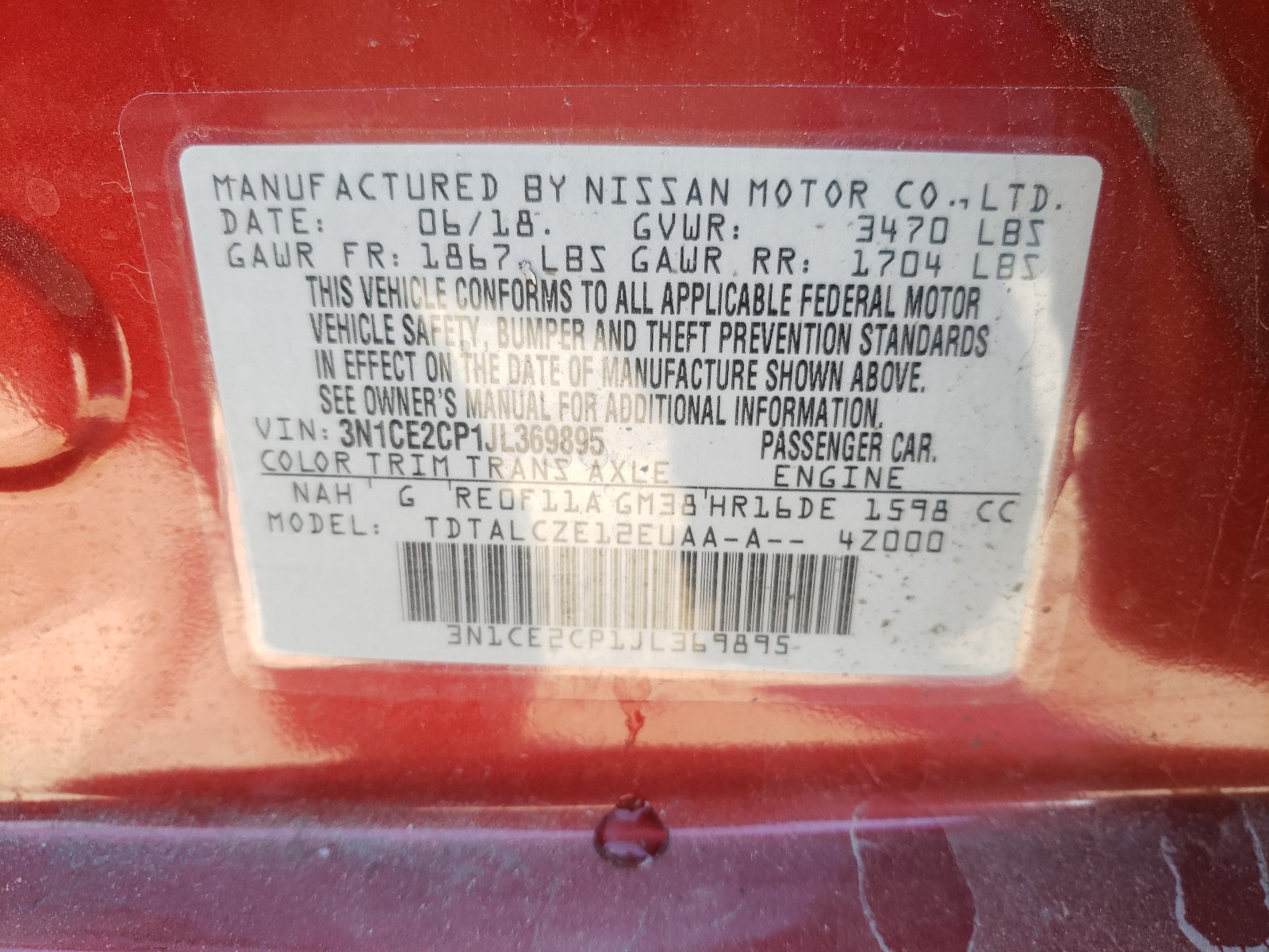 Photo 9 VIN: 3N1CE2CP1JL369895 - NISSAN VERSA NOTE 