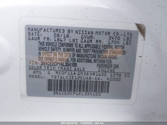 Photo 8 VIN: 3N1CE2CP1KL354105 - NISSAN VERSA NOTE 