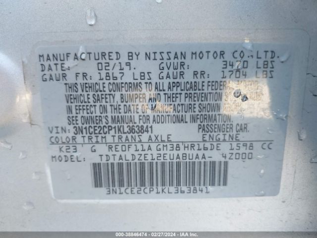 Photo 8 VIN: 3N1CE2CP1KL363841 - NISSAN VERSA NOTE 