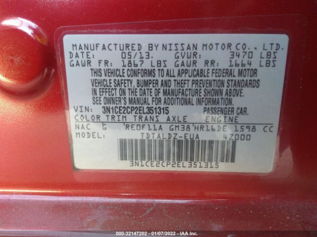 Photo 8 VIN: 3N1CE2CP2EL351315 - NISSAN VERSA NOTE 