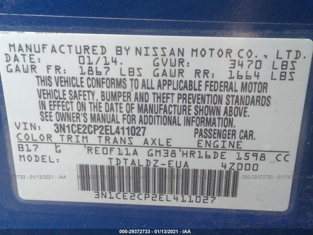 Photo 8 VIN: 3N1CE2CP2EL411027 - NISSAN VERSA NOTE 