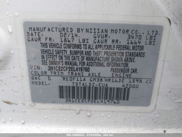 Photo 8 VIN: 3N1CE2CP2EL419760 - NISSAN VERSA NOTE 