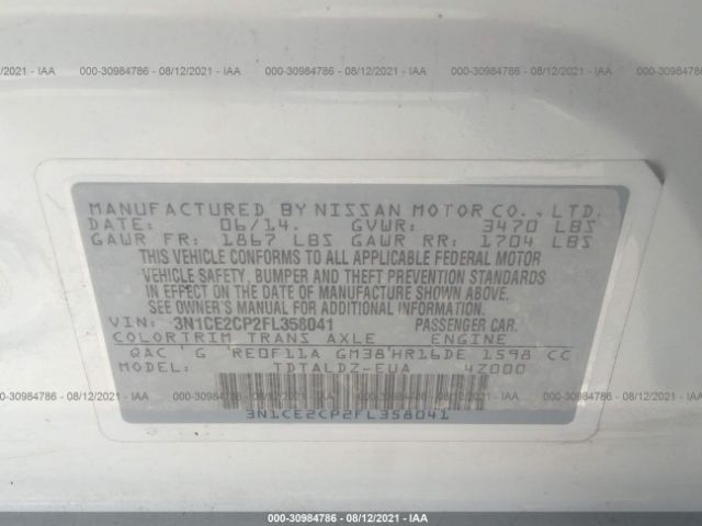 Photo 8 VIN: 3N1CE2CP2FL358041 - NISSAN VERSA NOTE 