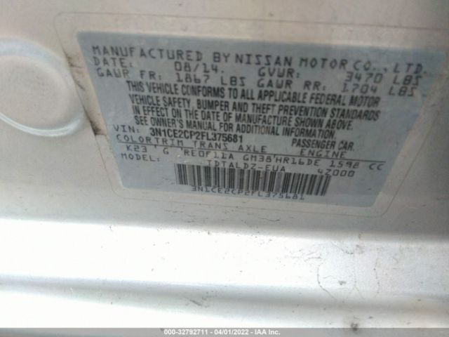 Photo 8 VIN: 3N1CE2CP2FL375681 - NISSAN VERSA NOTE 