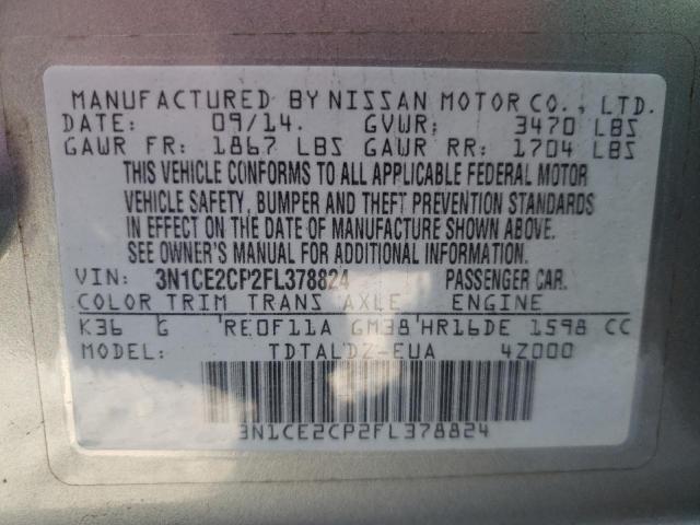 Photo 12 VIN: 3N1CE2CP2FL378824 - NISSAN VERSA NOTE 