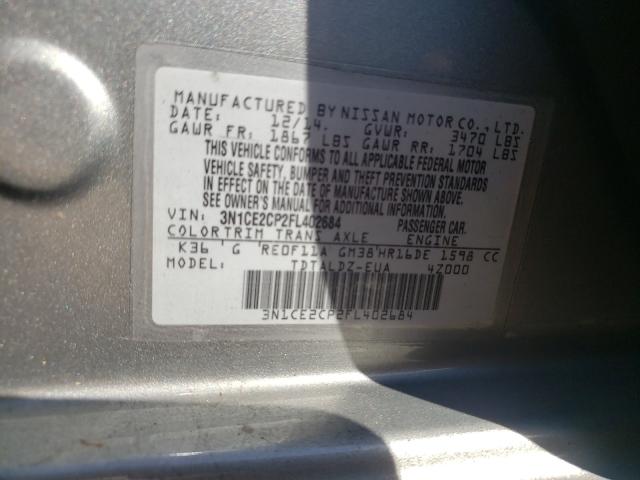 Photo 9 VIN: 3N1CE2CP2FL402684 - NISSAN VERSA NOTE 