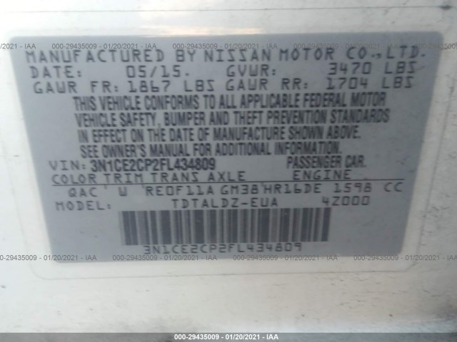 Photo 8 VIN: 3N1CE2CP2FL434809 - NISSAN VERSA NOTE 