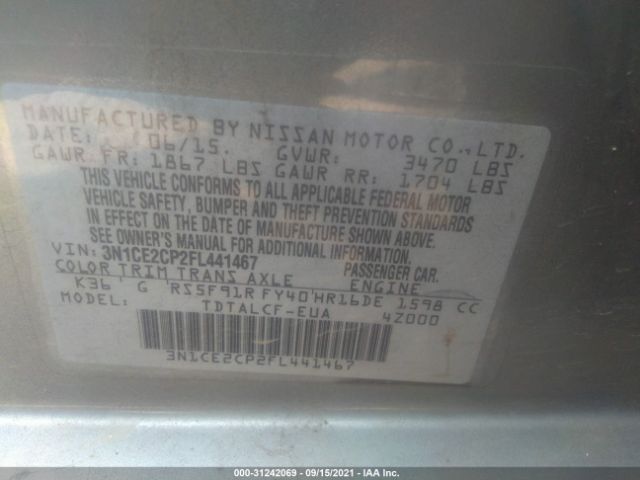 Photo 8 VIN: 3N1CE2CP2FL441467 - NISSAN VERSA NOTE 