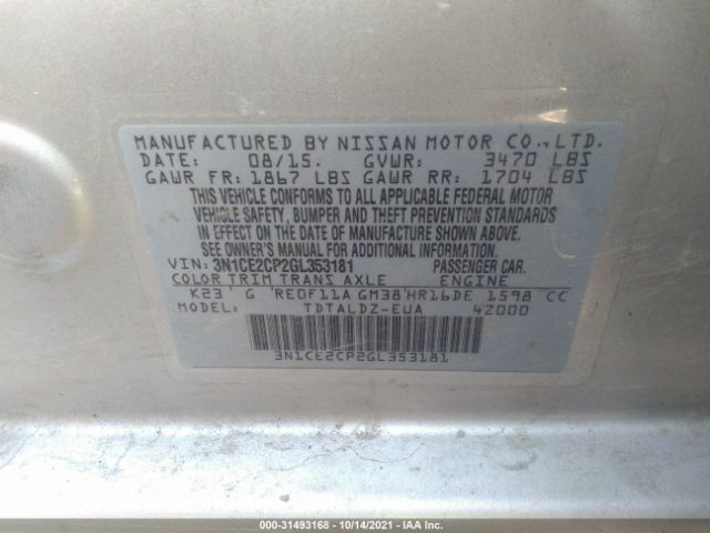 Photo 8 VIN: 3N1CE2CP2GL353181 - NISSAN VERSA NOTE 