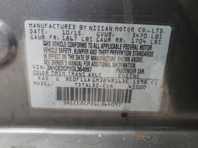 Photo 9 VIN: 3N1CE2CP2GL364097 - NISSAN VERSA NOTE 