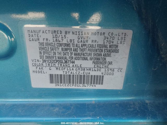 Photo 8 VIN: 3N1CE2CP2GL367744 - NISSAN VERSA NOTE 