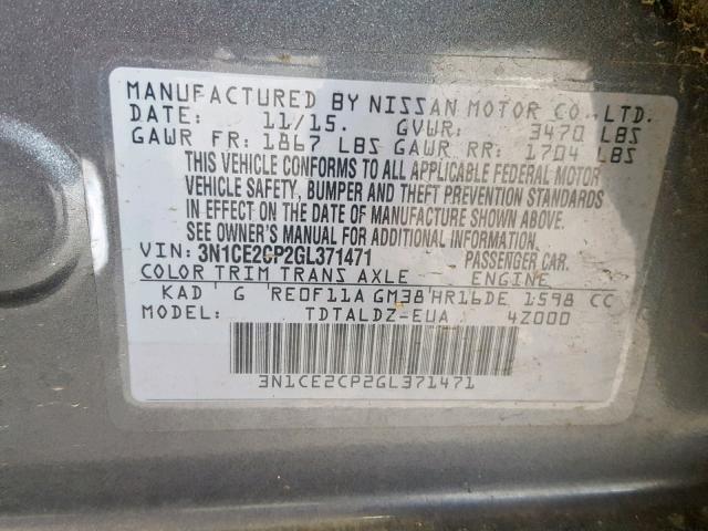 Photo 9 VIN: 3N1CE2CP2GL371471 - NISSAN VERSA NOTE 