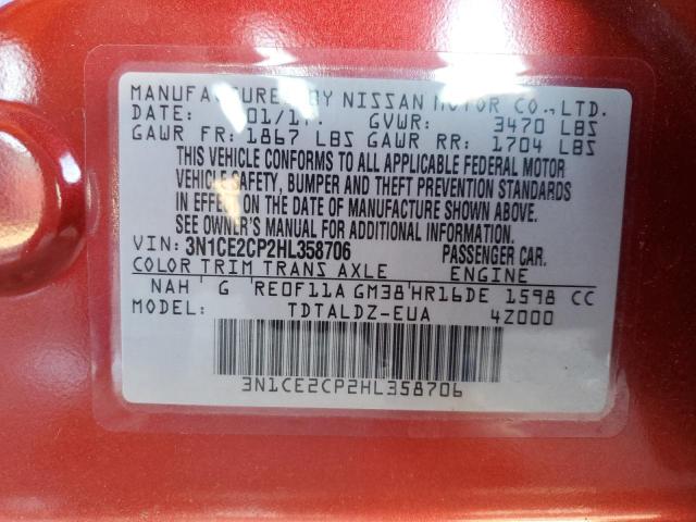 Photo 11 VIN: 3N1CE2CP2HL358706 - NISSAN VERSA 