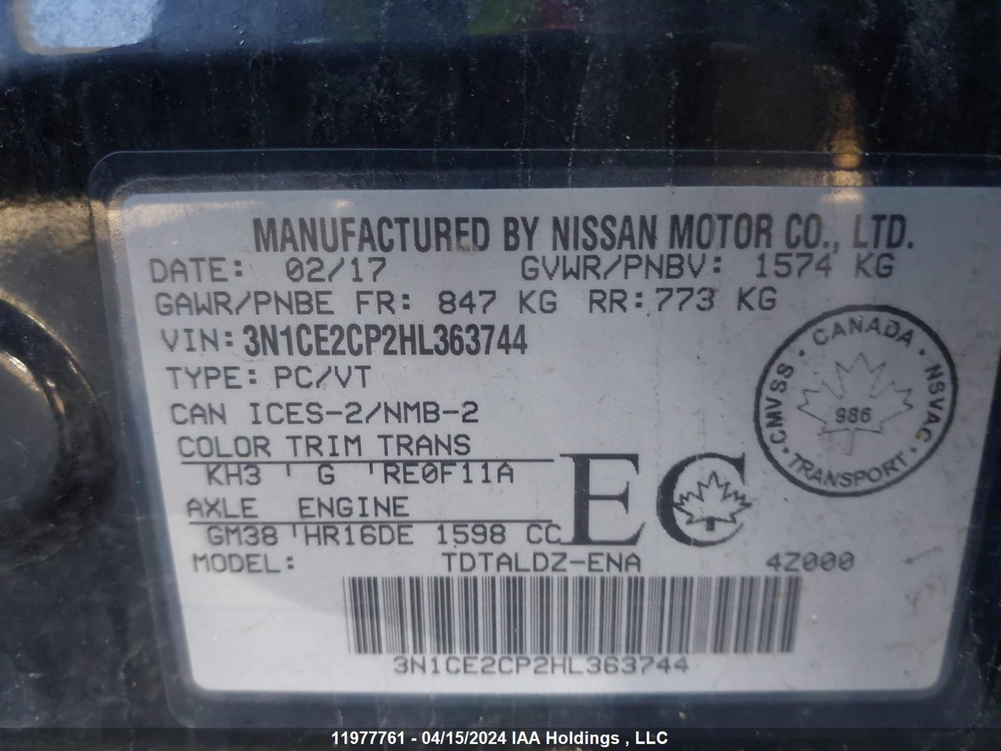 Photo 8 VIN: 3N1CE2CP2HL363744 - NISSAN VERSA 