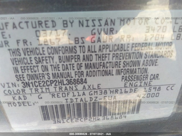 Photo 8 VIN: 3N1CE2CP2HL368684 - NISSAN VERSA NOTE 