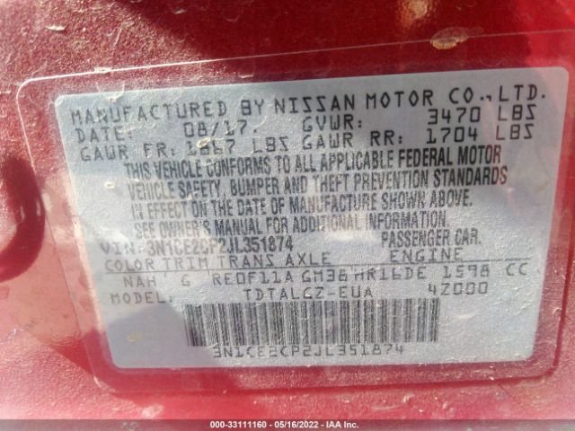 Photo 8 VIN: 3N1CE2CP2JL351874 - NISSAN VERSA NOTE 