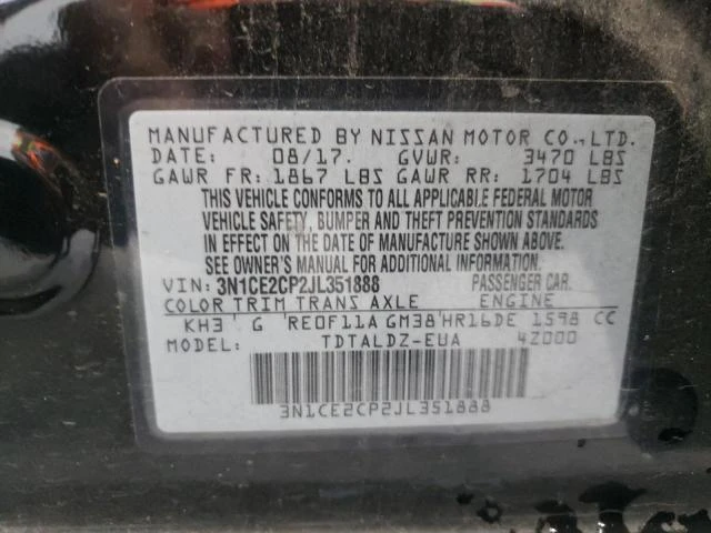 Photo 11 VIN: 3N1CE2CP2JL351888 - NISSAN VERSA NOTE 