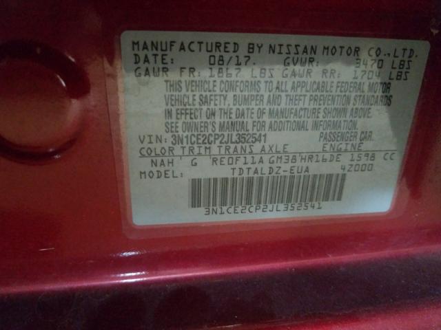 Photo 9 VIN: 3N1CE2CP2JL352541 - NISSAN VERSA NOTE 