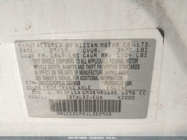 Photo 8 VIN: 3N1CE2CP2JL352958 - NISSAN VERSA NOTE 