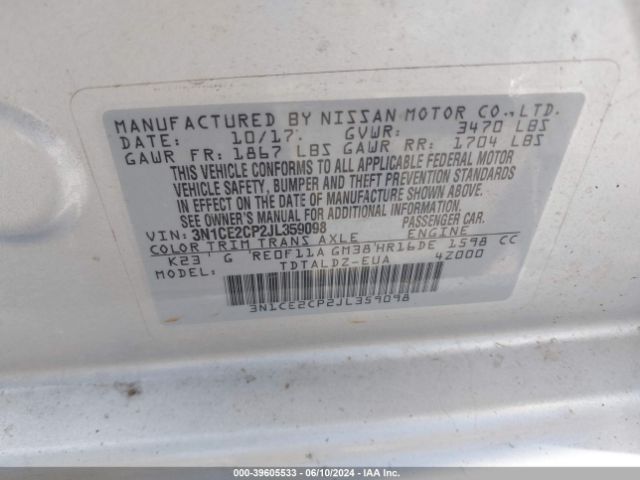 Photo 8 VIN: 3N1CE2CP2JL359098 - NISSAN VERSA NOTE 