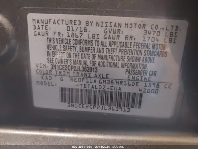 Photo 8 VIN: 3N1CE2CP2JL363913 - NISSAN VERSA NOTE 