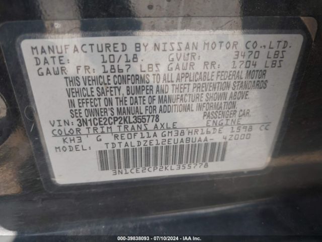 Photo 8 VIN: 3N1CE2CP2KL355778 - NISSAN VERSA NOTE 