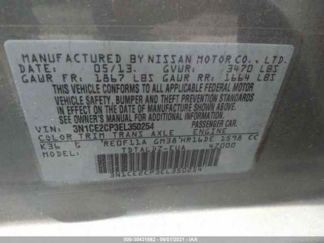 Photo 8 VIN: 3N1CE2CP3EL350254 - NISSAN VERSA NOTE 