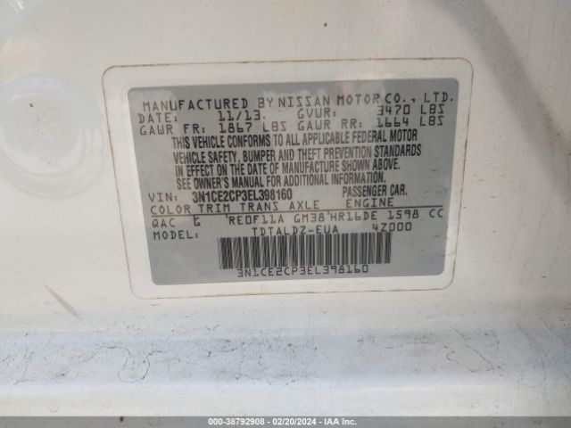 Photo 8 VIN: 3N1CE2CP3EL398160 - NISSAN VERSA NOTE 