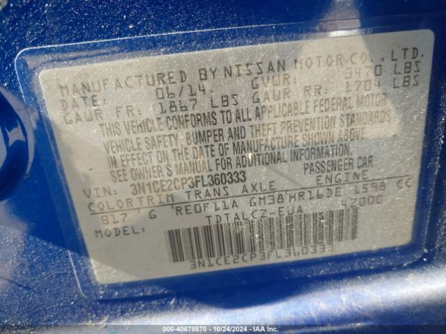 Photo 8 VIN: 3N1CE2CP3FL360333 - NISSAN VERSA NOTE 