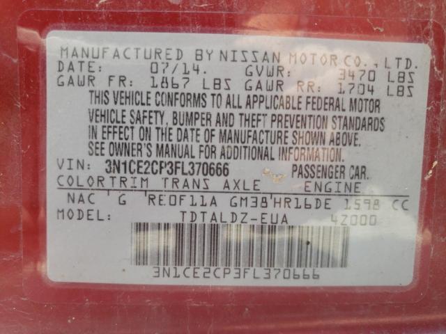 Photo 11 VIN: 3N1CE2CP3FL370666 - NISSAN VERSA NOTE 